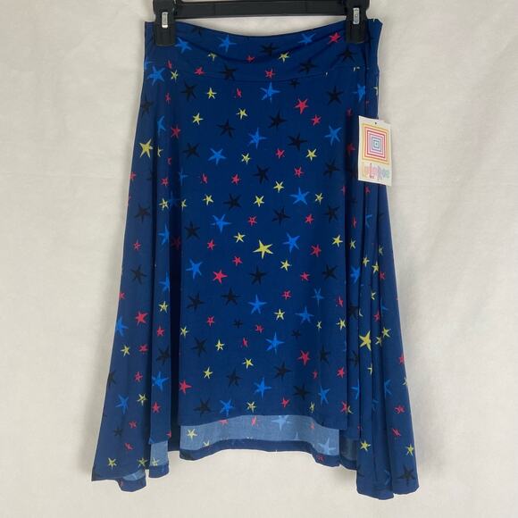 Kids LuLaRoe Girls Blue Kids Azure A-Line Skirt Stars Size 14 - Picture 1 of 7